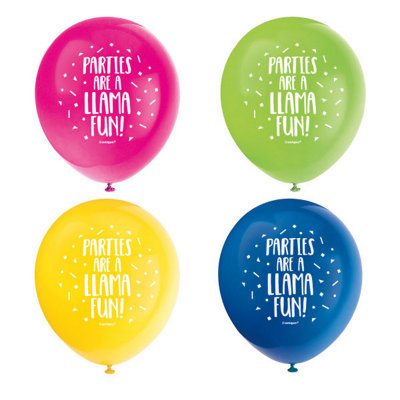 Unique Pack Of 8 Llama Birthday 12" Latex Balloons from B&Q