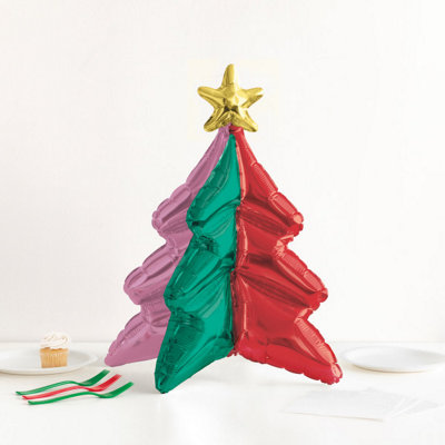 B&Q -  Vibrant Christmas Tree Shaped 22.5" Standing Foil Balloon Centerpiece