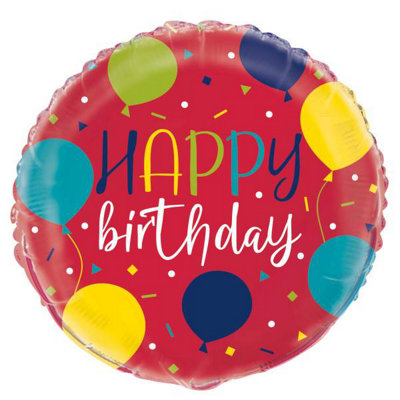 Unique Balloon Party Birthday Round Foil Balloon 18" from B&Q