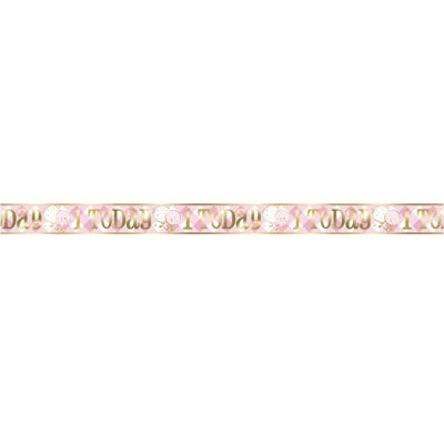Unique 12Ft Long Fold Foil Pink Gingham 1St Birthday Banner from B&Q