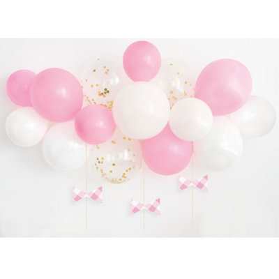 Unique Pink Gingham 1St Birthday Balloon Arch Kit from B&Q