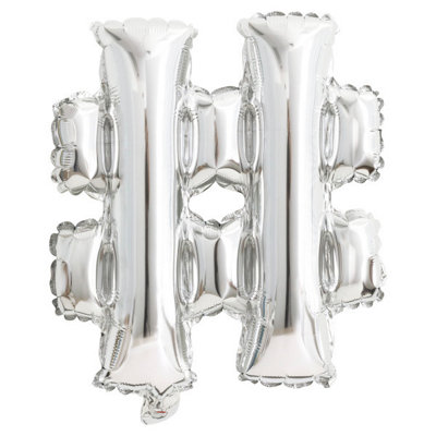 Unique Silver Letter Hashtag Shaped Foil Balloon 14Inch from B&Q