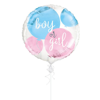 Unique Gender Reveal Party Round Foil Balloon 18" from B&Q