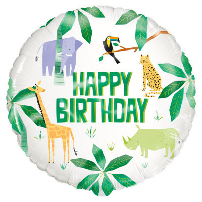 Unique Animal Safari Round Foil Balloon 18" from B&Q