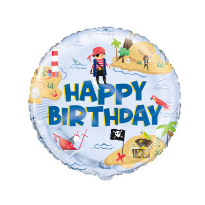 Unique Ahoy Pirate Round Foil Balloon 18" from B&Q