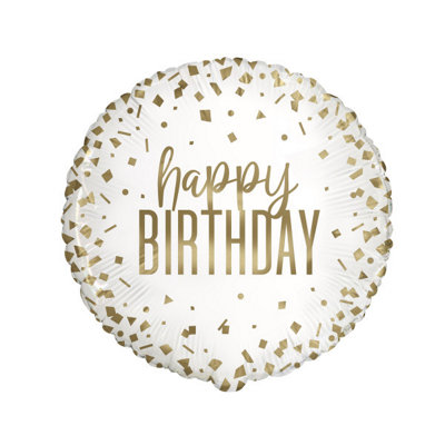 Unique Confetti Gold Birthday Round Foil Balloon 18" from B&Q