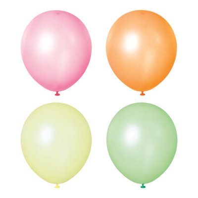 Unique Pack Of 10 Assorted Neon Colors 12" Premium Latex Balloons from B&Q