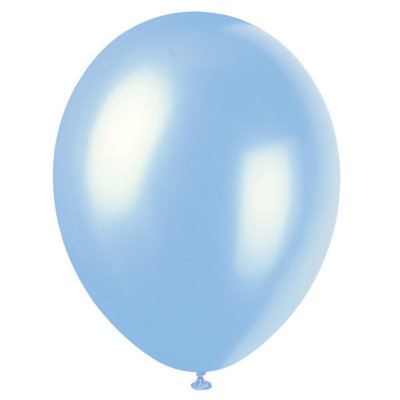 Unique Pack Of 8 Sky Blue 12" Premium Pearlized Balloons from B&Q