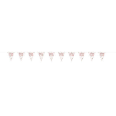 B&Q -  9Ft Rose Gold Prismatic Plastic Flag Banner "happy Birthday"