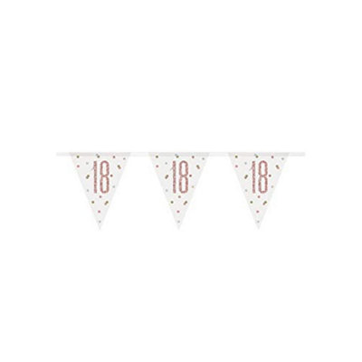 Unique 9Ft Birthday Rose Gold Glitz Number 18 Prism Pennant Banner from B&Q