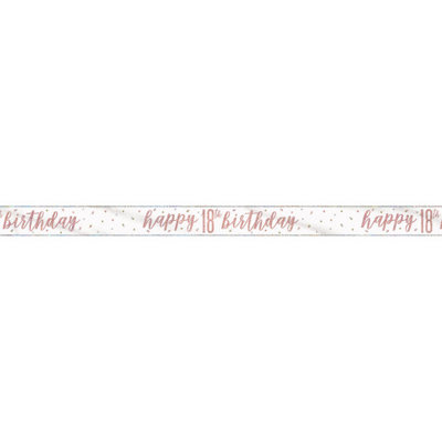 Unique 9Ft Glitz Rose Gold Foil Banner "happy 18Th Birthday" from B&Q