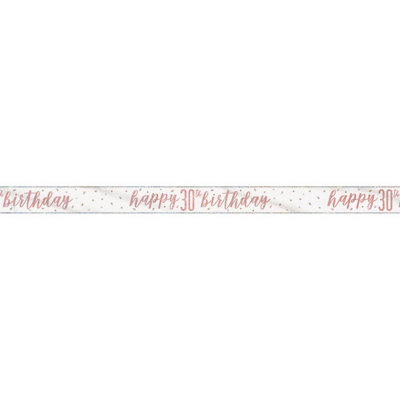 B&Q -  9Ft Glitz Rose Gold Foil Banner "happy 30Th Birthday"
