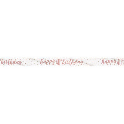 Unique 9Ft Glitz Rose Gold Foil Banner "happy 40Th Birthday" from B&Q