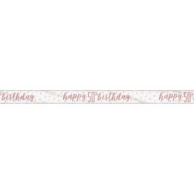 B&Q -  9Ft Glitz Rose Gold Foil Banner "happy 50Th Birthday"