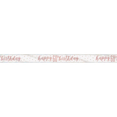 B&Q -  9Ft Glitz Rose Gold Foil Banner "happy 60Th Birthday"