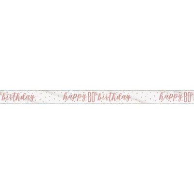 Unique 9Ft Glitz Rose Gold Foil Banner "happy 80Th Birthday" from B&Q
