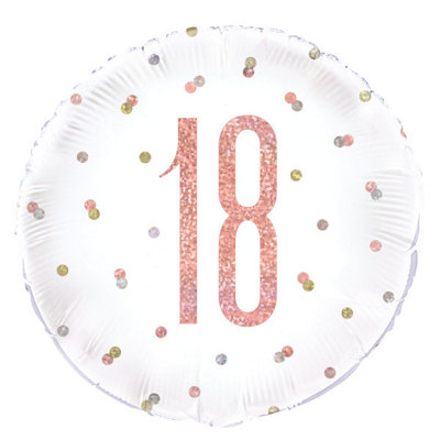 Unique Birthday Rose Gold Glitz Number 18 Round Foil Balloon 18" from B&Q