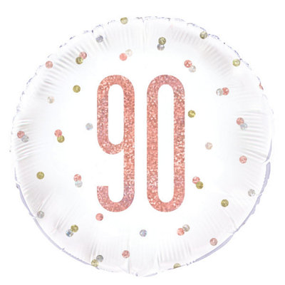 Unique Birthday Rose Gold Glitz Number 90 Round Foil Balloon 18" from B&Q