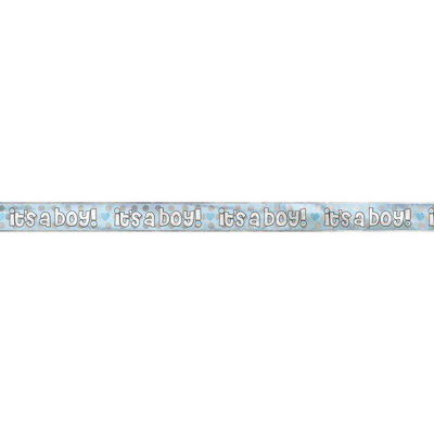 Unique 12Ft Long Fold Foil Baby Footprint It's A Boy Banner from B&Q