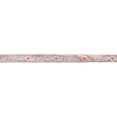 Unique 12Ft Long Fold Foil Baby Footprint It's A Girl Banner from B&Q