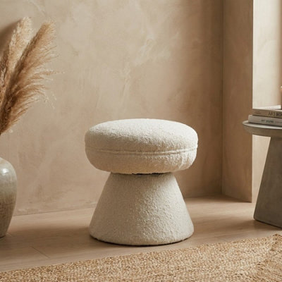 Garden Greatness Edouard Boucle Stool Wood Fabric from B&Q