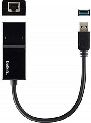 Belkin B2B048 Usb 3.0 Gigabit Ethernet Lan Network Adapter (Compatible With Nintendo Switch), Black