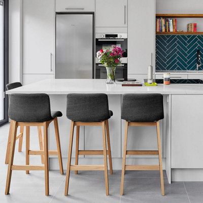Atlantic Drift Oak & Charcoal Fabric Stool from B&Q