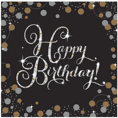 Amscan Sparkling Celebration Happy Birthday Napkins 16 Per Pk from B&Q
