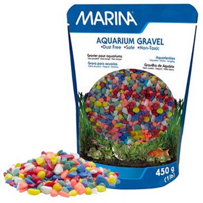 Marina Aquarium Rainbow Gravel Fish Tank Decoration Pebbles Substrate Decor 450G from B&Q