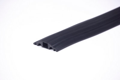 B&Q -  Black 1-Channel Floor Cable Protector 1M9M (2M)10mm X 10mm Channel Cable Management Cable Tidy Cable Cover