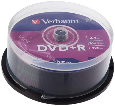 Verbatim Dvd+R Spindle 16X 4.7Gb (Pack Of 25) 43500