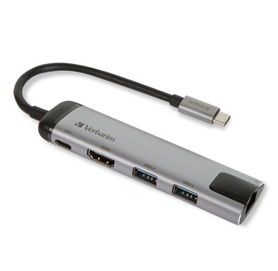 Verbatim 49141 Usb-C Multiport Hub - Usb 3.0 Hdmi Gigabit Ethernet, Silver