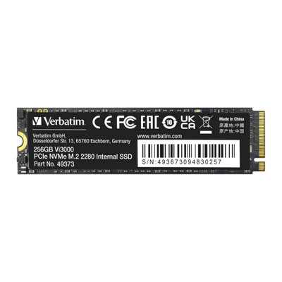 Verbatim Vi3000 Nvme M.2 Internal Ssd, Internal Ssd Drive With 256Gb Data Storage, Solid State Drive With Pcie Gen 3 Interface,