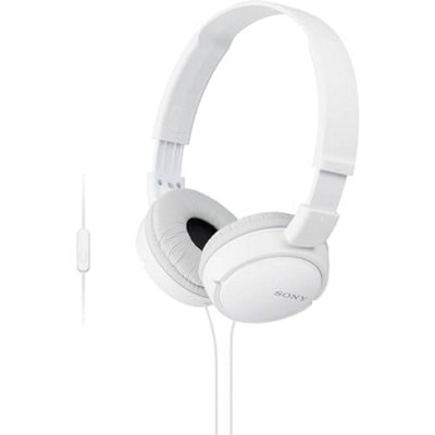 B&Q Sony Mdr-Zx 110 Ap Wired Overhead Headphones With Microphone, Neodymium Dynamic Drivers, Swivel Fold Design - White
