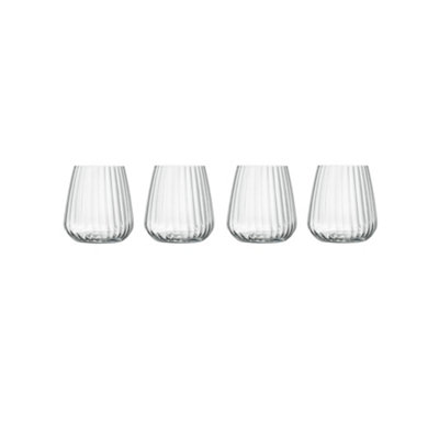 Bormioli Luigi Luigi Bormioli Optica Clear Round Crystal Dishwasher Safe Modern Stemless Glasses Set 450Ml Pack Of 4 from B&Q