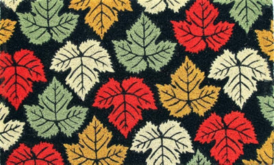 Coco & Coir Coco&coir Natural Coir Eco-Friendly Indoor Outdoor Entrance Leaves Design Entrance Door Mat 45 X 75 Cm Maple Rain from B&Q