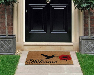 Coco & Coir Coco&coir Natural Coir Eco-Friendly Indoor Outdoor Heavy Duty Flower Theme Entrance Door Mat 45 X 75 Cm Poppy Nectar from B&Q
