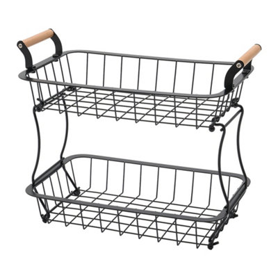 Living And Home 2 Tier Black Kitchen Wire Fruit Basket For Fruit Or Produce from B&Q