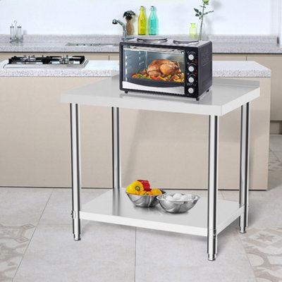 Living And Home 2 Tier Commercial Stainless Steel Kitchen Prep And Work Table Catering Table With Backsplash 90Cm from B&Q