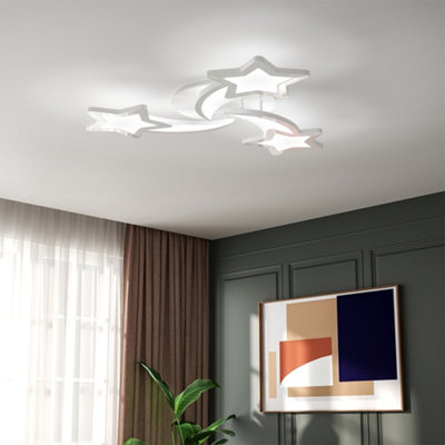 B&Q -  3 Head Childlike Shooting Stars Led Low Energy Flush Mount Ceiling Light Fixture Cool White