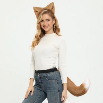 Living And Home Halloween Cosplay Khaki Faux Fox Tail And Ear Headband Set from B&Q
