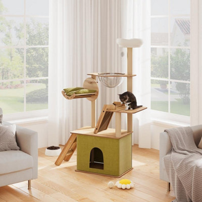 B&Q -  Luxurious Multilevel Cat Tower Cat Tree With Plush Perch And Scratching Board H 1450 mm
