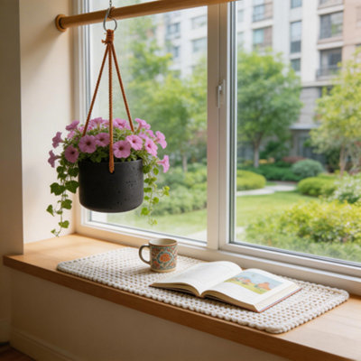 Living And Home Black Nordic Hanging Cement Planter For Home Decor from B&Q