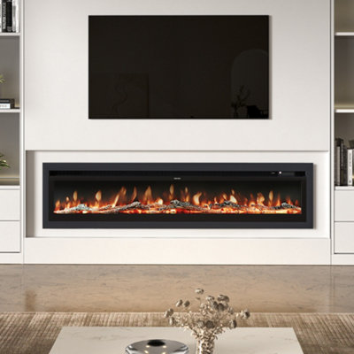 Living And Home Electric Fire Wall Mounted Wall Inset Or Freestanding Fireplace 12 Flame Colours With Remote Control 70 Inch from B&Q