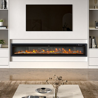 Living And Home Electric Fire Wall Mounted Wall Inset Or Freestanding Fireplace 12 Flame Colours With Remote Control 80 Inch from B&Q