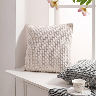 Living And Home Plush Throw Pillow With Pillow Insert Beige 45Cm X 45Cm from B&Q