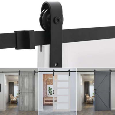 Garden Sanctuary 200Cm Sliding Barn Door Kit Carbon Steel Internal Door Track Hardware Kit (Door Not Included) from B&Q