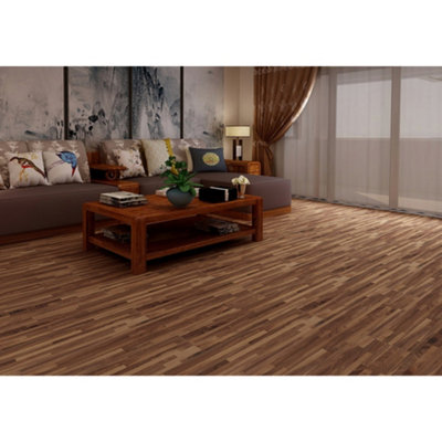 Garden Sanctuary 36 Pcs Self Adhesive Wood Grain Effect Pvc Laminate Flooring Planks,dark Brown from B&Q