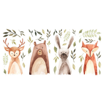 Roommates Watercolor Woodland Critters Peel & Stick Wall Decals from B&Q