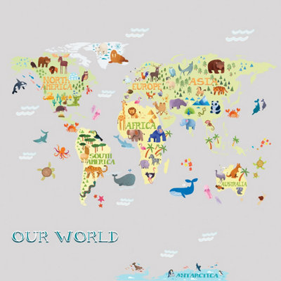 Roommates Kids World Map Giant Peel & Stick Wall Decals from B&Q